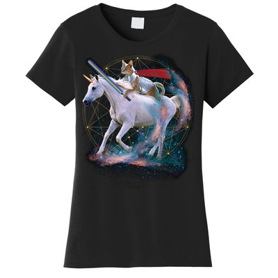 Cat Warrior Riding Unicorn Women's T-Shirt