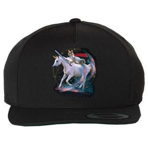 Cat Warrior Riding Unicorn Wool Snapback Cap