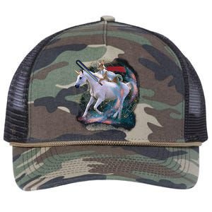 Cat Warrior Riding Unicorn Retro Rope Trucker Hat Cap