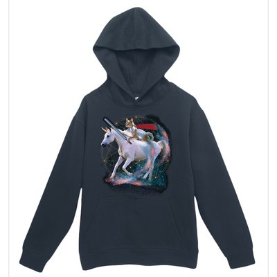 Cat Warrior Riding Unicorn Urban Pullover Hoodie