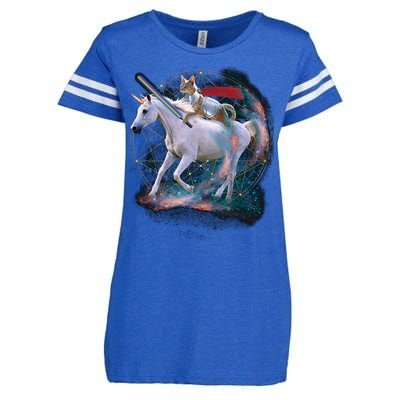 Cat Warrior Riding Unicorn Enza Ladies Jersey Football T-Shirt