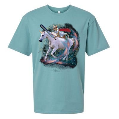 Cat Warrior Riding Unicorn Sueded Cloud Jersey T-Shirt