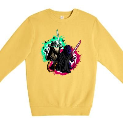 Cat Wars Light Swords Star Cats Funny Premium Crewneck Sweatshirt