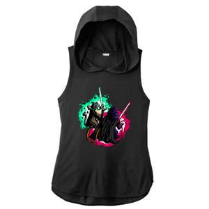 Cat Wars Light Swords Star Cats Funny Ladies PosiCharge Tri-Blend Wicking Draft Hoodie Tank