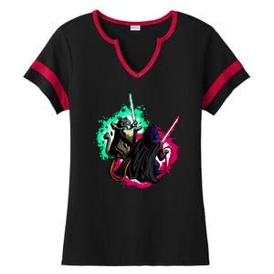 Cat Wars Light Swords Star Cats Funny Ladies Halftime Notch Neck Tee