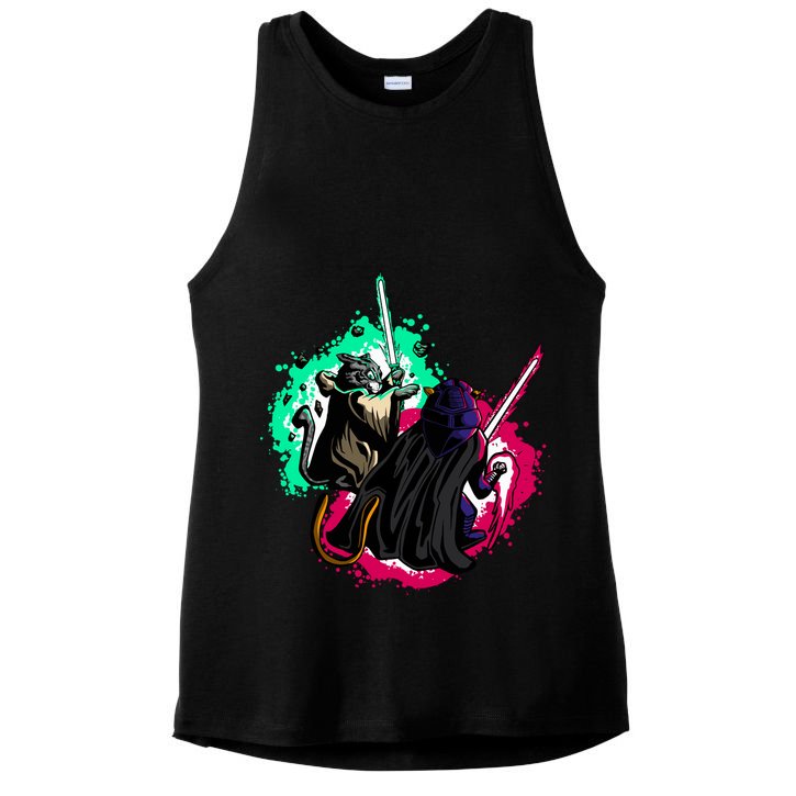 Cat Wars Light Swords Star Cats Funny Ladies PosiCharge Tri-Blend Wicking Tank