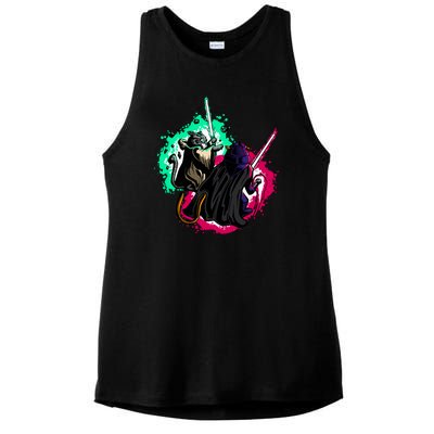 Cat Wars Light Swords Star Cats Funny Ladies PosiCharge Tri-Blend Wicking Tank