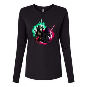 Cat Wars Light Swords Star Cats Funny Womens Cotton Relaxed Long Sleeve T-Shirt