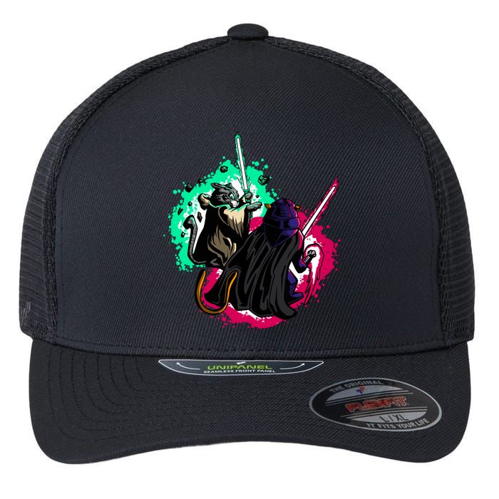 Cat Wars Light Swords Star Cats Funny Flexfit Unipanel Trucker Cap