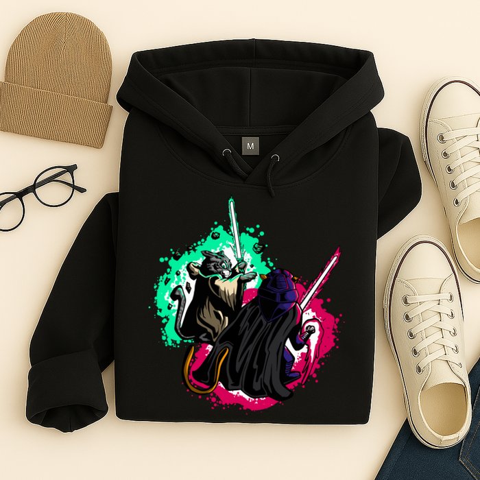 Cat Wars Light Swords Star Cats Funny Hoodie