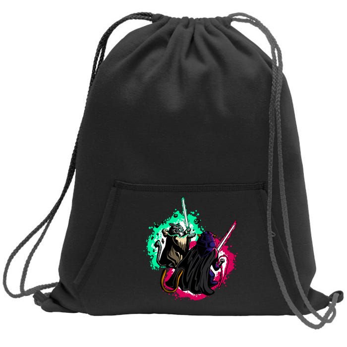 Cat Wars Light Swords Star Cats Funny Sweatshirt Cinch Pack Bag