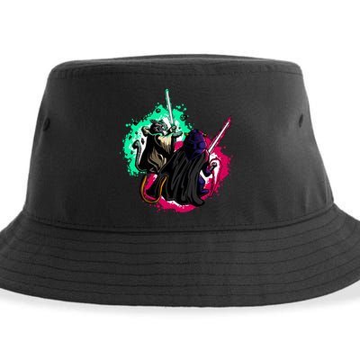 Cat Wars Light Swords Star Cats Funny Sustainable Bucket Hat