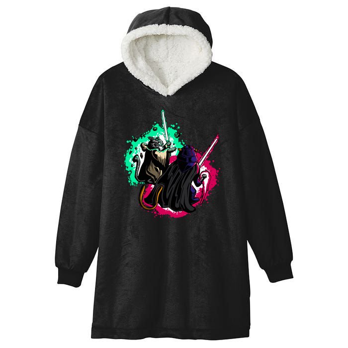 Cat Wars Light Swords Star Cats Funny Hooded Wearable Blanket