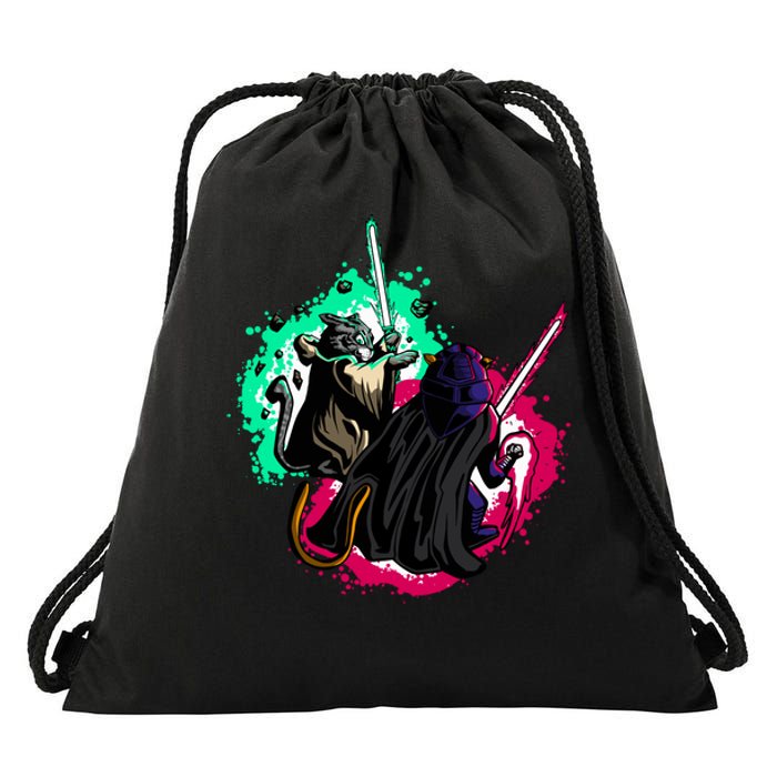 Cat Wars Light Swords Star Cats Funny Drawstring Bag