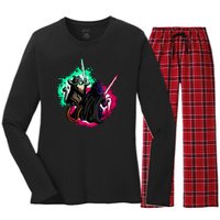 Cat Wars Light Swords Star Cats Funny Women's Long Sleeve Flannel Pajama Set 