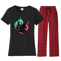 Cat Wars Light Swords Star Cats Funny Women's Flannel Pajama Set