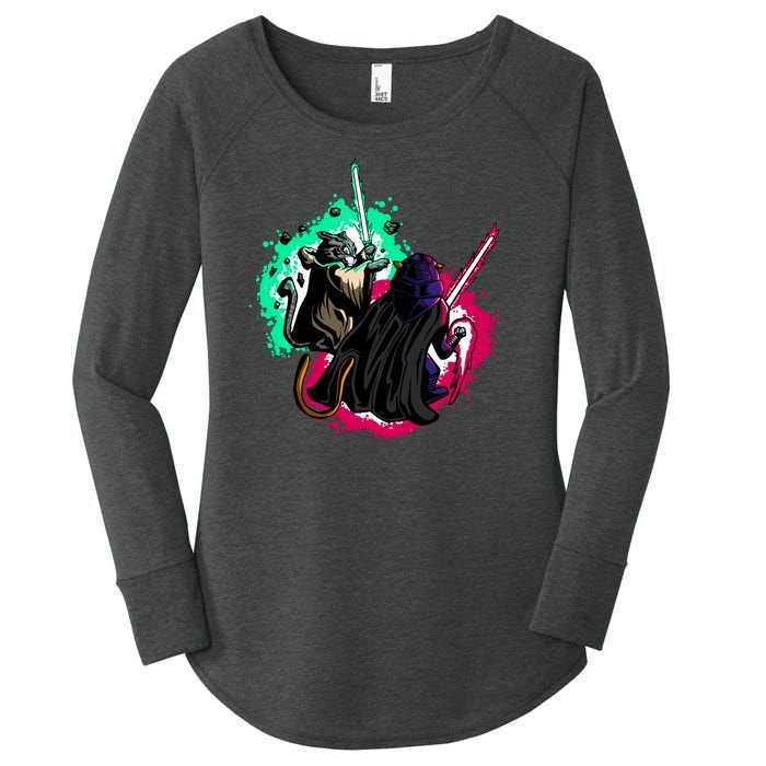 Cat Wars Light Swords Star Cats Funny Women's Perfect Tri Tunic Long Sleeve Shirt