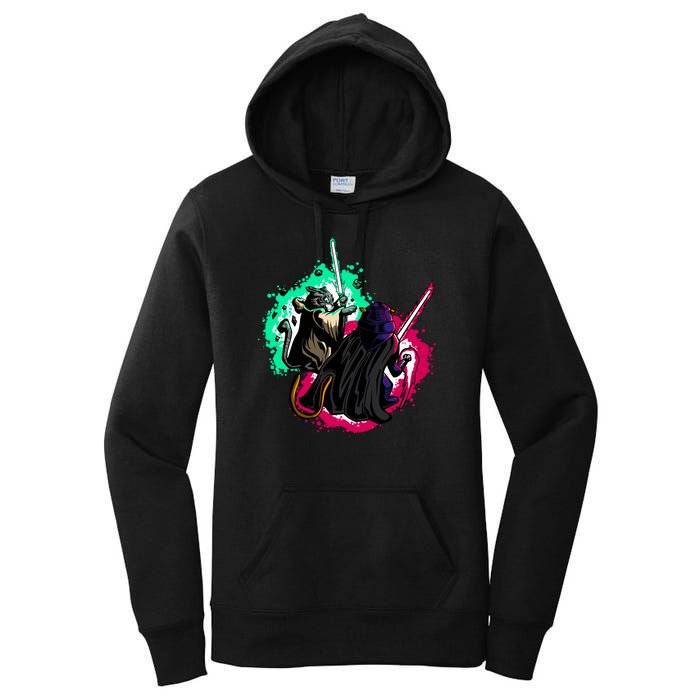 Cat Wars Light Swords Star Cats Funny Women's Pullover Hoodie