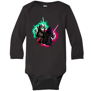 Cat Wars Light Swords Star Cats Funny Baby Long Sleeve Bodysuit