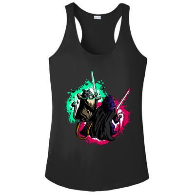 Cat Wars Light Swords Star Cats Funny Ladies PosiCharge Competitor Racerback Tank