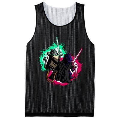 Cat Wars Light Swords Star Cats Funny Mesh Reversible Basketball Jersey Tank