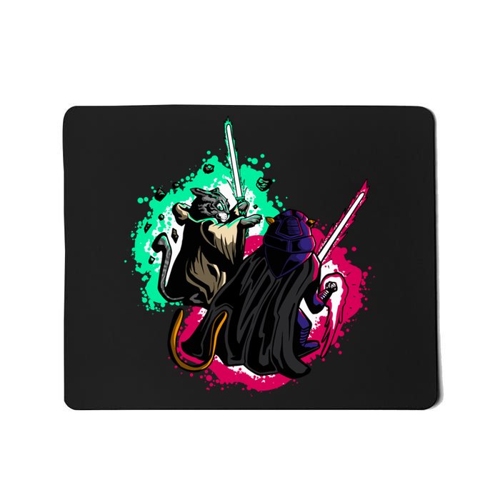 Cat Wars Light Swords Star Cats Funny Mousepad