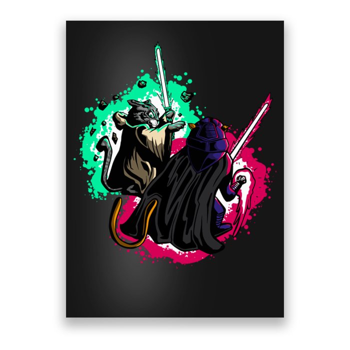 Cat Wars Light Swords Star Cats Funny Poster