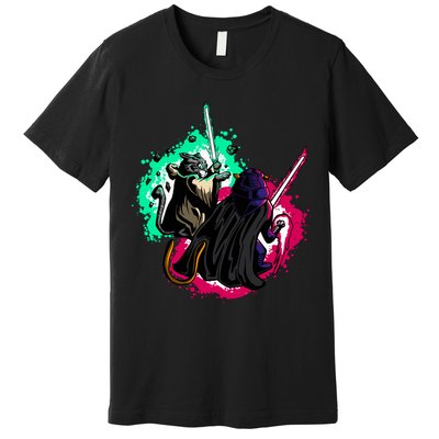 Cat Wars Light Swords Star Cats Funny Premium T-Shirt