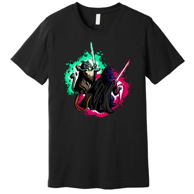 Cat Wars Light Swords Star Cats Funny Premium T-Shirt