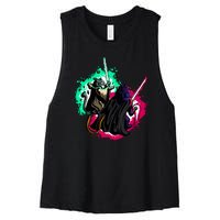 Cat Wars Light Swords Star Cats Funny Women's Racerback Cropped Tank