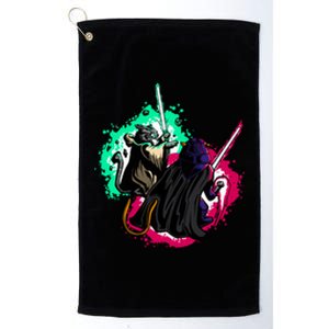 Cat Wars Light Swords Star Cats Funny Platinum Collection Golf Towel