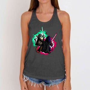 Cat Wars Light Swords Star Cats Funny Women's Knotted Racerback Tank