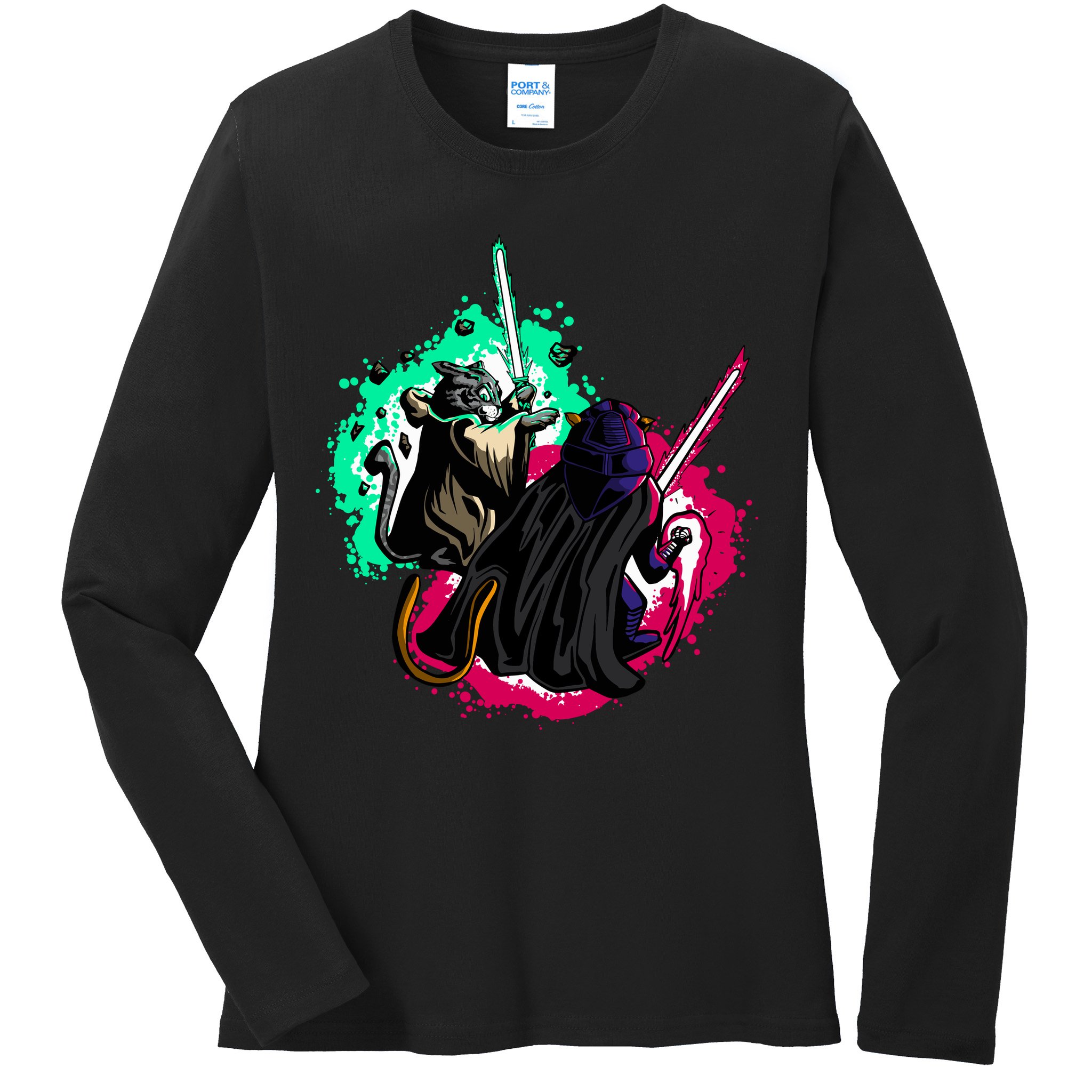 Cat Wars Light Swords Star Cats Funny Ladies Long Sleeve Shirt
