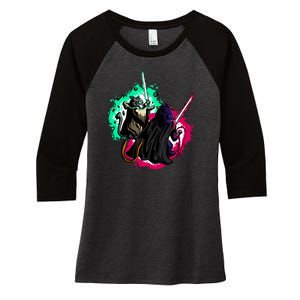 Cat Wars Light Swords Star Cats Funny Women's Tri-Blend 3/4-Sleeve Raglan Shirt