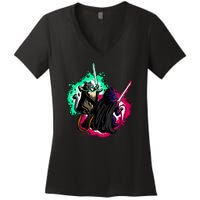 Cat Wars Light Swords Star Cats Funny Women's V-Neck T-Shirt