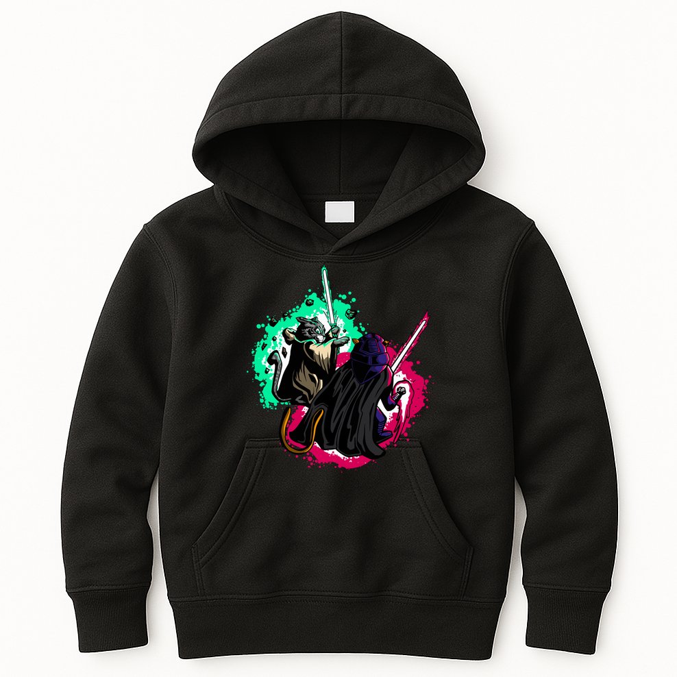 Cat Wars Light Swords Star Cats Funny Kids Hoodie