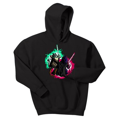 Cat Wars Light Swords Star Cats Funny Kids Hoodie