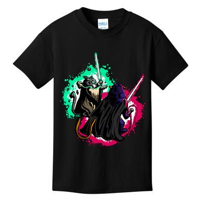 Cat Wars Light Swords Star Cats Funny Kids T-Shirt