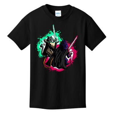 Cat Wars Light Swords Star Cats Funny Kids T-Shirt