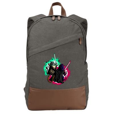 Cat Wars Light Swords Star Cats Funny Cotton Canvas Backpack