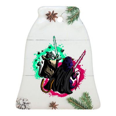 Cat Wars Light Swords Star Cats Funny Ceramic Bell Ornament