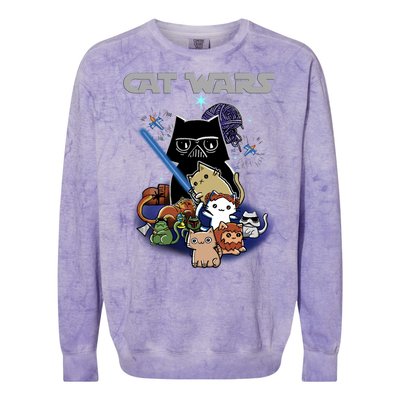 Cat Wars Meow Cat Lover Illustration Colorblast Crewneck Sweatshirt