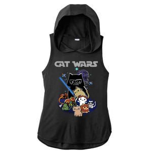 Cat Wars Meow Cat Lover Illustration Ladies PosiCharge Tri-Blend Wicking Draft Hoodie Tank