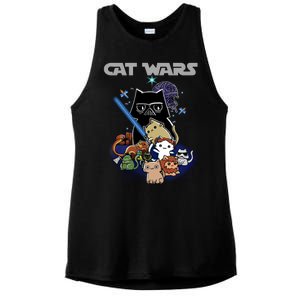 Cat Wars Meow Cat Lover Illustration Ladies PosiCharge Tri-Blend Wicking Tank