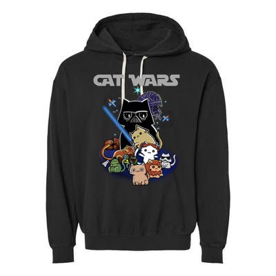 Cat Wars Meow Cat Lover Illustration Garment-Dyed Fleece Hoodie