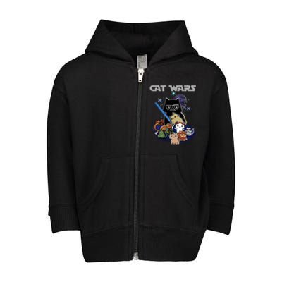 Cat Wars Meow Cat Lover Illustration Toddler Zip Fleece Hoodie