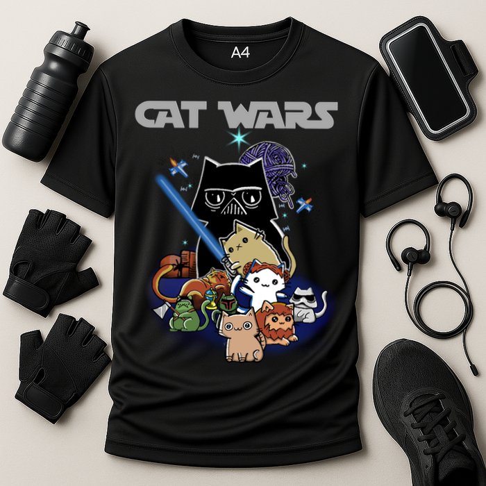Cat Wars Meow Cat Lover Illustration Cooling Performance Crew T-Shirt