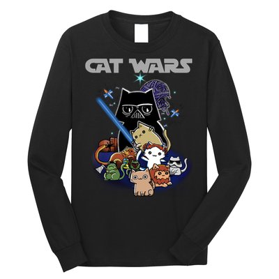 Cat Wars Meow Cat Lover Illustration Long Sleeve Shirt