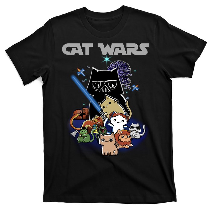 Cat Wars Meow Cat Lover Illustration T-Shirt