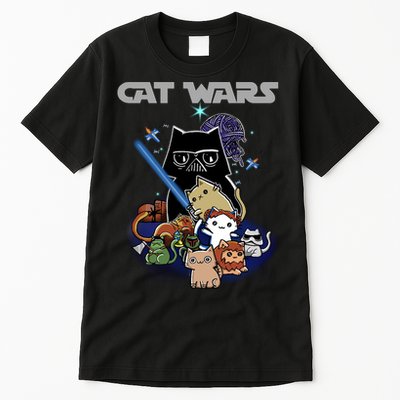 Cat Wars Meow Cat Lover Illustration Tall T-Shirt